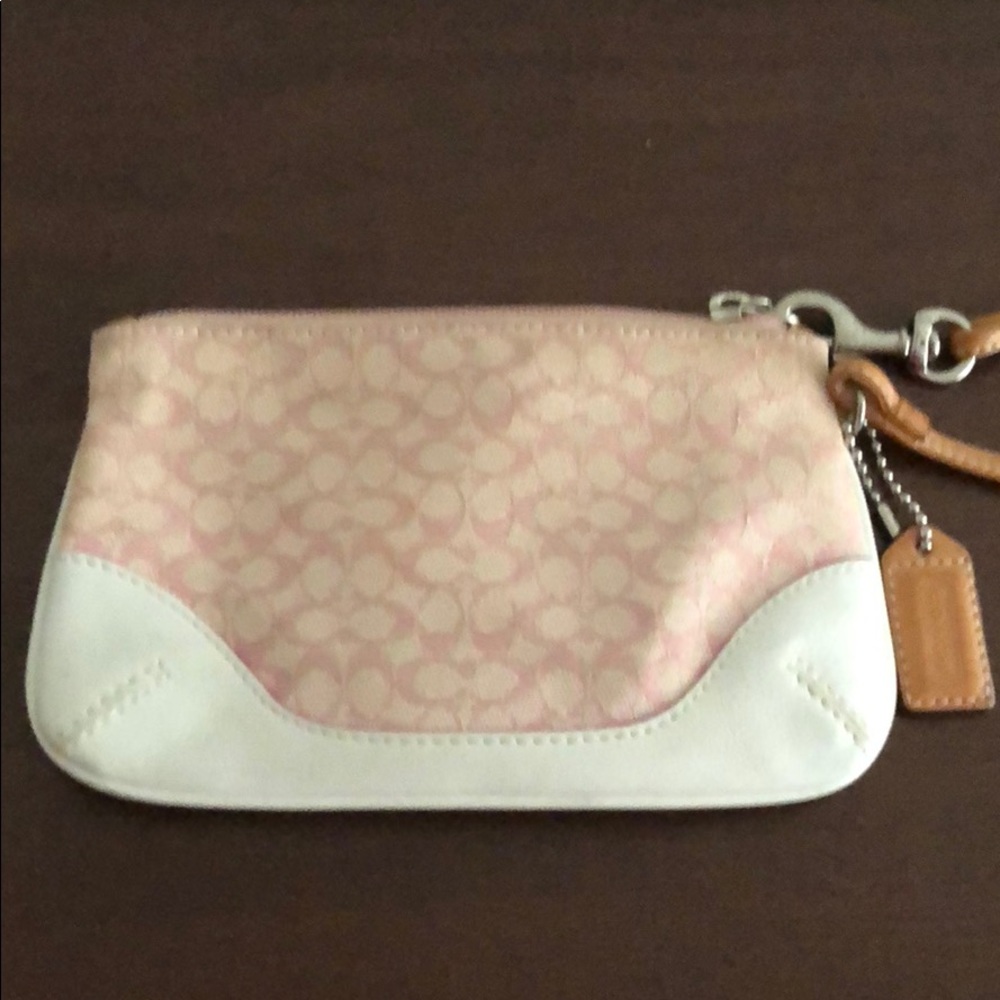 Coach white and pink wristlet